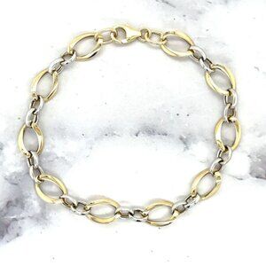 Women's 14K Two-Tone Gold Lobster Claw Specialty Chain Minimalist Bracelet